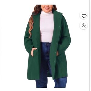 Agnes Orinda Women's Plus Size Button Detachable Hooded Long Sleeve Elegant